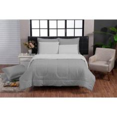 Kit Edredom 200 Fios Affeto 100% Algodão 6 Peças Dupla Face Casal Quee