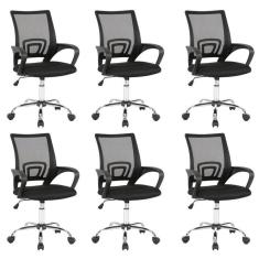 Kit 6 Cadeiras Dot para Escritório Diretor com Rodízios Manchester Light Preto