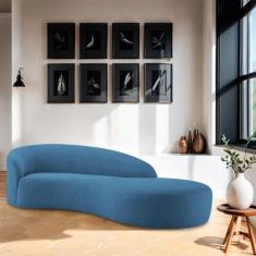 Divã Recamier Orgânico França 160cm Lado Direito Linho - Doce Sonho Mó