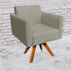 Poltrona Giratória Marisa Suede Base Madeira MM30 D03 - D'Rossi - DMOV