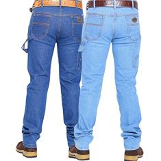 Kit 2 Calças Carpinteiras Masculinas Jeans Country Cor:Azul;Tamanho:44