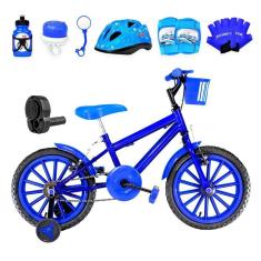 Bicicleta Infantil Masculina Aro 16 Nylon + Kit Premium Azul