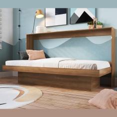 Cama Articulável Horizontal Solteiro com Estação de Trabalho Latino Art In Móveis Marrom