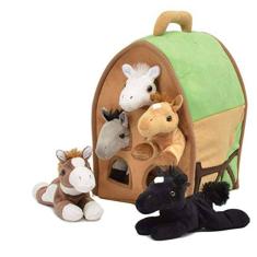Unipak Plush Farm House Carrying Case com 5 cavalos