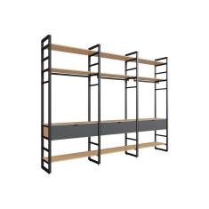 guarda-roupa closet modulado industrial philly ii 3 gv cedro e grafite 294 cm