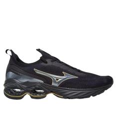 Tênis Mizuno Wave Invictus 4 Masculino Preto E Dourado