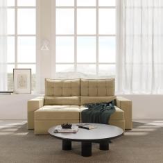 Sofá Retrátil e Reclinável 3 Lugares 210cm Embaúba Extra Cabecasa Madeiramadeira Palha Diamante