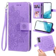 Furill Capa carteira compatível com Samsung Galaxy S21 FE 5G e protetor de pulso flor couro flip porta-cartão de crédito suporte capa de telefone para S 21 EF S21FE5G UW S21FE 21S G5 16.3 cm feminino