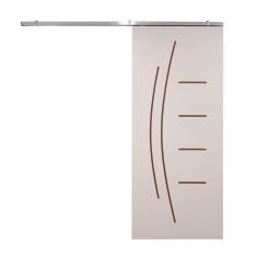 Porta De Correr Branco Prime Frisada Kit Alumínio F08 - Smile - 210x90