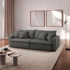 Sofá Cama Jupiter 3 Lugares Retrátil Reclinável 2,30m Veludo com Molas Ensacadas Cinza