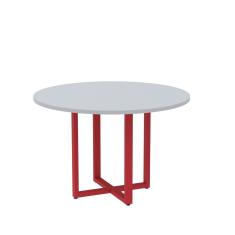 Mesa de Reunião Redonda 100cm Mrr1100p25tub Cinza/Vermelho