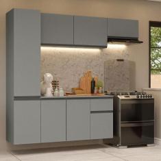Armário de Cozinha Completa Suspenso 220cm Cinza Nice Madesa 02, Cinza