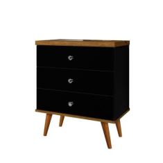 Mesa de Cabeceira Retro Status 3G Preto Jequitibá J&A Móveis, Único