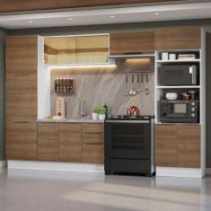 Armário de Cozinha Completa 330cm Stella Madesa 07, Branco/Rustic