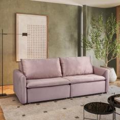 Sofá Cama Retrátil e Reclinável 4 Lugares 225cm em Veludo com Molas Gr