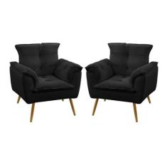 Kit 2 Poltronas Beta Sued Preto Aradecor, Preto, ÚNICO