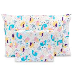 Lençol Viúvo 2 Pçs Estampado com Fronha c/ Ponto Palito Percal 180 Fio