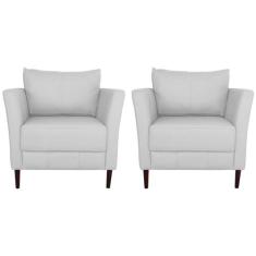 Kit 02 Poltronas Decorativas Sala de Estar Pés Palito Lubbock Couro Br