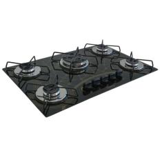 Fogão Cooktop À Gás 5 Bocas ChamaLar Tripla Chama Vidro Bivolt, Mescla