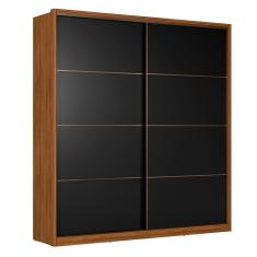 Guarda Roupa Casal Belga 2 Portas Deslizantes Flex Nogueira-preto Prime Tx - Demartêz Nogueira-preto Prime