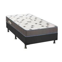 Cama Box Solteiro: Colchão Espuma Ortobom D33 Light + Base Crc Suede Gray(88X188)