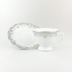 Xícara Chá Com Pires 200 ml Porcelana Schmidt - Dec. Saint Germain, Br