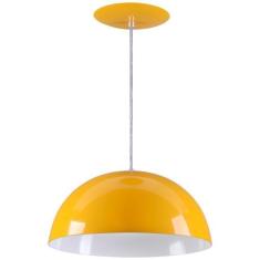 Pendente Meia Lua 34cm Luminária Alumínio Amarelo - Rei da Iluminação
