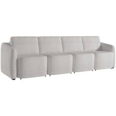 Sofá Cama Para Sala De Estar 4 Lugares 356cm Montserrat K01 Bouclê Creme - Lyam Decor