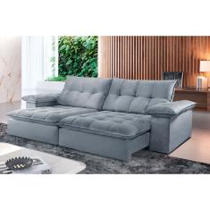 Sofá Retrátil E Reclinável Atlanta 1,80m 02 Lugares Prata