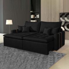 Sofá Retrátil 2 Lugares 180cm Chicago Kasacomigo Estofados Preto