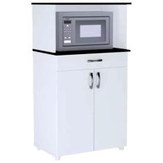 Balcão Multiuso para Forno/Microondas Carina Flex Branco/Preto - AJL M