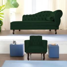 Kit Diva Recamier Diana 185cm Lado Esquerdo e 01 Poltrona Classic Sued