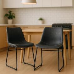 Kit 2 Cadeiras Munich Preta Vintage - Cadeiras INC