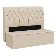 Cabeceira E Calçadeira Baú Istambul Para Cama Box Queen Bege - DOBUE, 