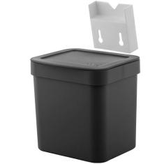 Lixeira Suspensa com Suporte para Fixação Trium Compacta Ou, Preto