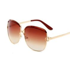 Óculos De Sol Feminino Reis Com Proteção Uv400 - Vinkin, Marrom