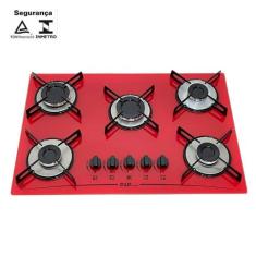 Fogão Cooktop Gás D&D 5 bocas vermelho - acendimento automático