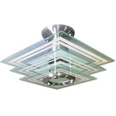 Lustre Plafon Quadrado Branco - 3 Vidros - Para Sala, Quarto, Cozinha (Branco)