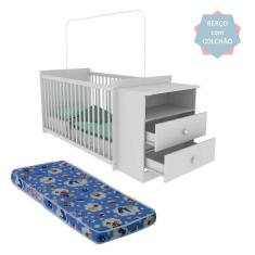 Berço Cômoda com Colchão Incluso Meu Bebê Multimóveis FG4013 Branco
