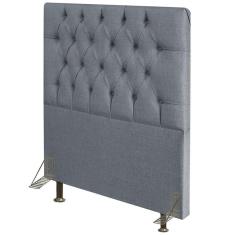 Cabeceira Cama Box Solteiro 90cm Diamante D10 Linho Cinza