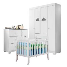 Quarto de Bebê Ane com Berço Americano Lila Branco Brilho - Phoenix Baby