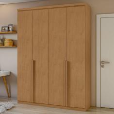 Guarda Roupa Solteiro 4 Portas 2 Gavetas Alonzo Móveis Lopas Amêndoa Clean