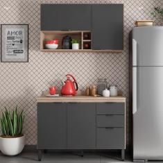 Armario Aereo E Balcao Com Tampo 120Cm Fi0012 Avena Grafito