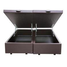 Base Box Baú Queen Bipartido Sintético Marrom 39x158x198