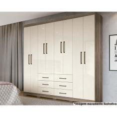 Guarda Roupa Casal 8 Portas e 6 Gavetas c/ Pés Liverpool Ébano - Santos Andirá