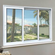 Janela Elite 3 Folhas Moveis Sequenciais 120 X 200 Vidro Liso Branco