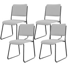 Kit 04 Cadeiras Hoteleira Auditório Empilhável Inter L02 Facto Cinza - Lyam Decor
