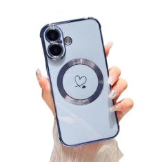 ZTOFERA Capa magnética para celular 16 Plus de 6,7 polegadas [compatível com MagSafe] Capa fofa com estampa de corações de amor com proteção para câmera, capa amortecedora de TPU macia à prova de