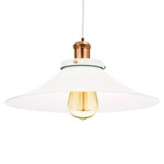 Pendente Nordic Industrial 38 Cm Vintage Branco com Cobre - MARRYLUZ