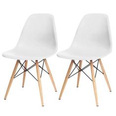 Kit 02 Cadeiras Decorativas Eiffel Charles Eames F03 Branco com Pés de